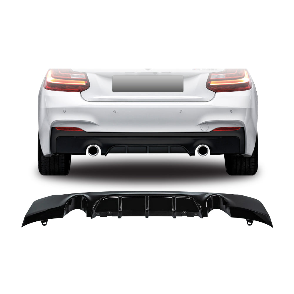 SUITABLE TO FIT BMW F22 235i DIFFUSER DOUBLE OUTLET SINGLE PIPE GLOSS BLACK
