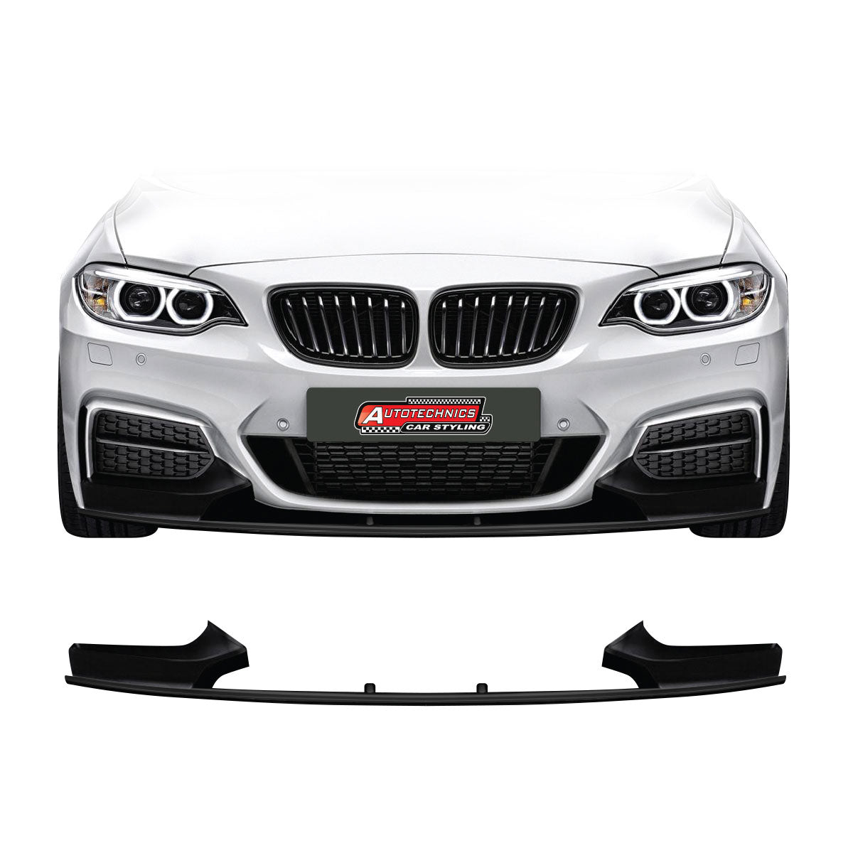 SUITABLE TO FIT BMW F22 M PERFORMANCE 3 PIECE FRONT LIP GLOSS BLACK