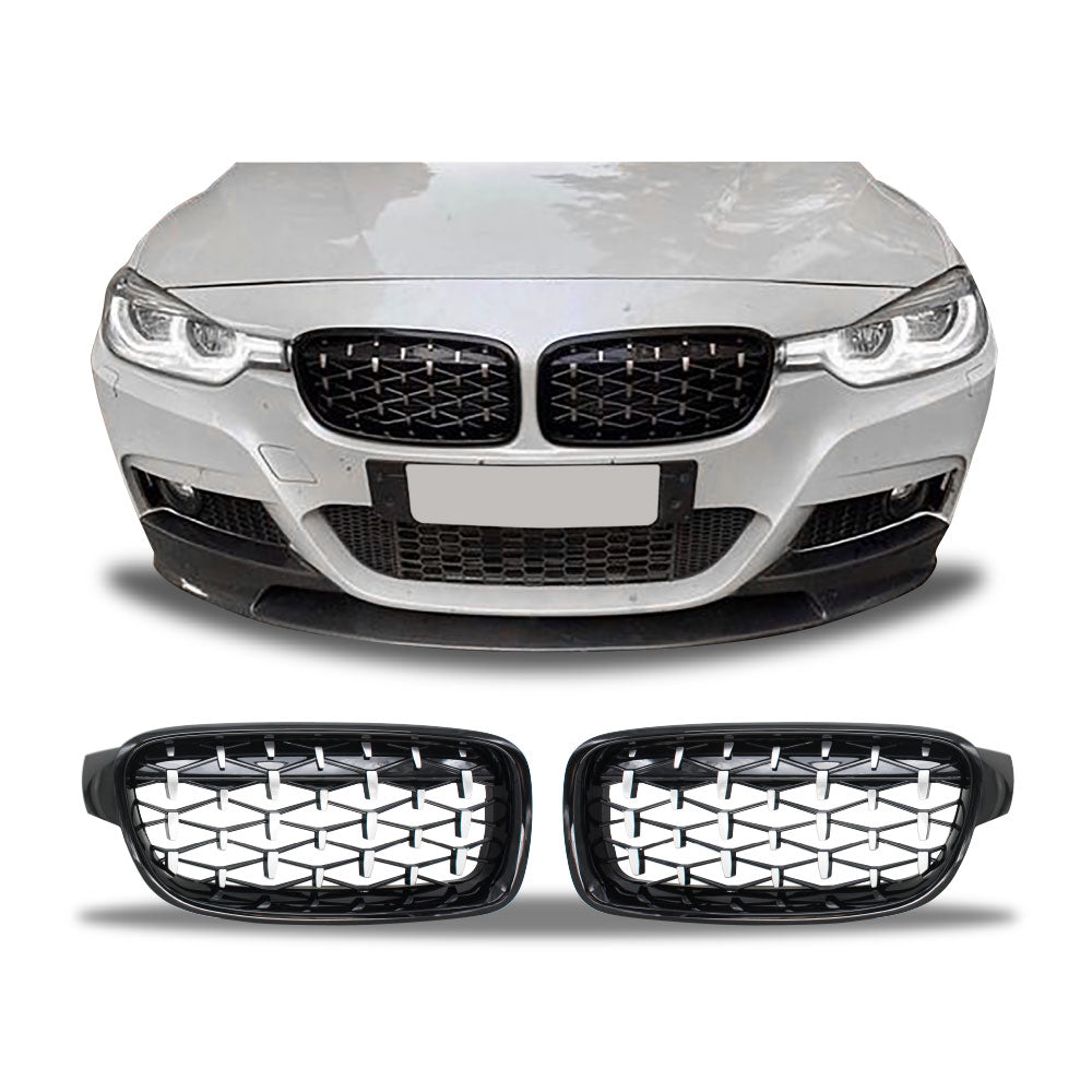 SUITABLE TO FIT BMW F30/F80 DIAMOND GRILL CHROME & BLACK