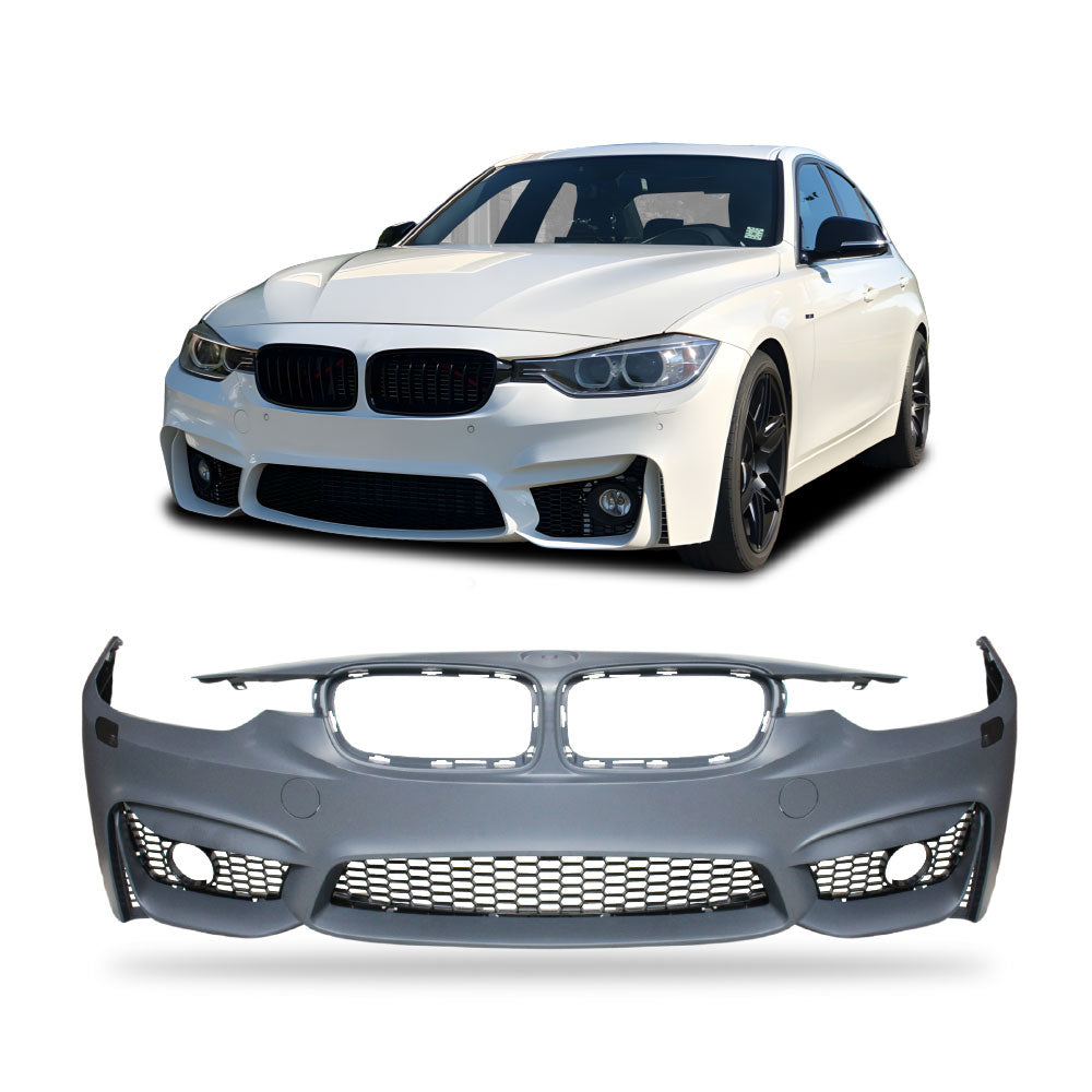 SUITABLE TO FIT BMW F30 M3 F80 STYLE PLASTIC FRONT BUMPER WITH MESH GRILLS & WASHER HOLES