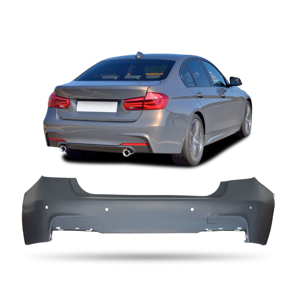 SUITABLE TO FIT BMW F30 M SPORT PLASTIC REAR BUMPER WITH PDC HOLE UNPAINTED