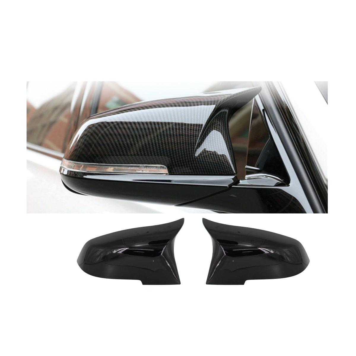 SUITABLE TO FIT BMW F20/F30 M4 STYLE MIRROR COVERS GLOSS BLACK
