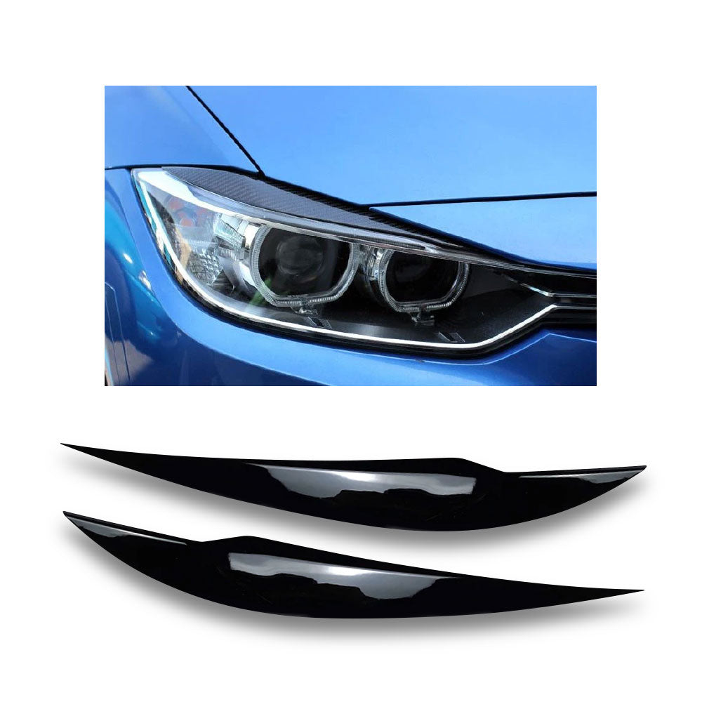 SUITABLE TO FIT BMW F30 3 SERIES PLASTIC EYELIDS GLOSS BLACK