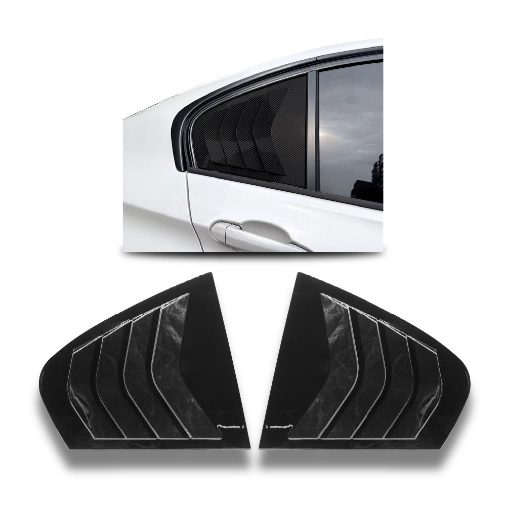 SUITABLE TO FIT BMW F30 SLANT STYLE QUARTER GLASS WINDOW LOUVERS GLOSS BLACK