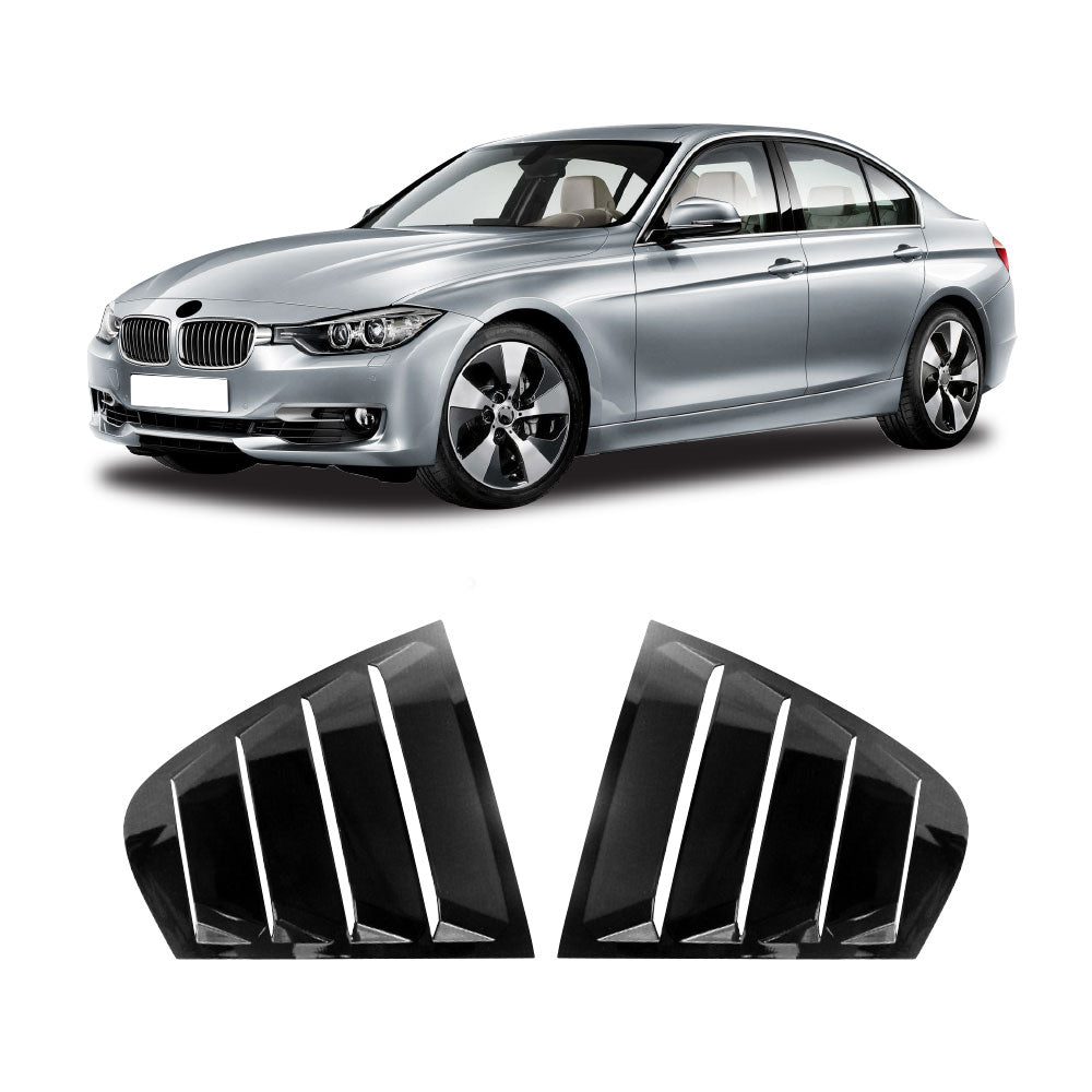 SUITABLE TO FIT BMW F30 WINDOW LOUVERS STRAIGHT STYLE GLOSS BLACK