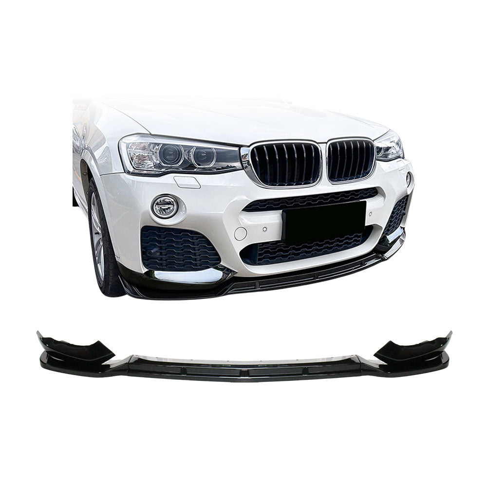 SUITABLE TO FIT BMW X3 F25 / X4 F26 FACELIFT M PERFORMANCE FRONT LIP SPOILER 4 PIECE GLOSS BLACK