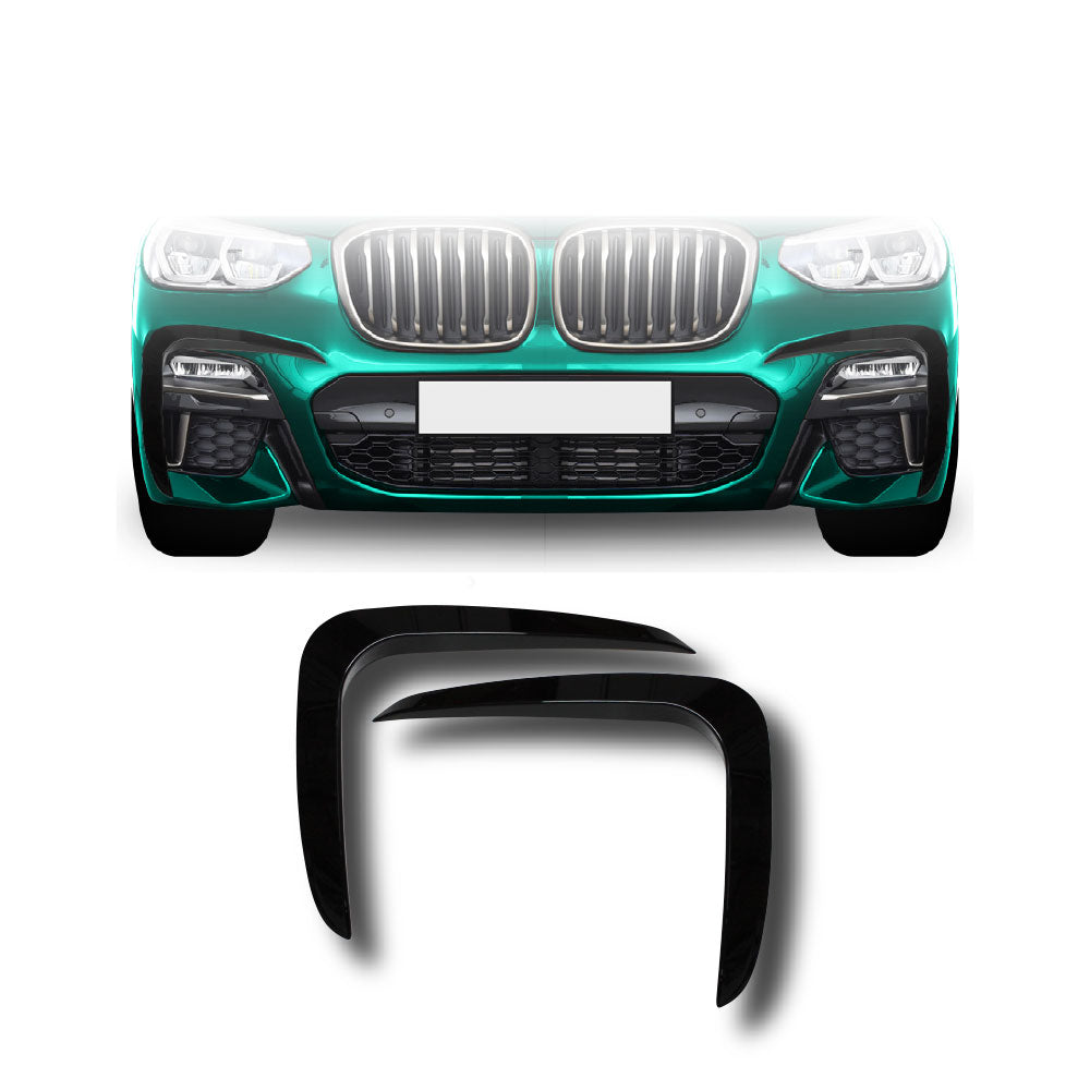 SUITABLE TO FIT BMW X3 G01 2018+ PRE-FACELIFT FRONT CANARDS 2 PIECE GLOSS BLACK