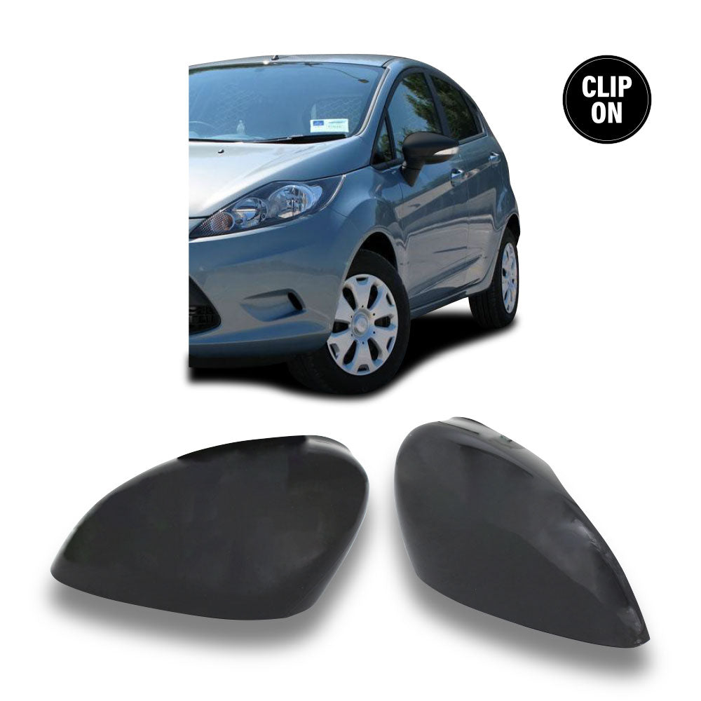 SUITABLE TO FIT FORD FIESTA 2009-2015 CLIP ON MIRROR COVERS GLOSS BLACK