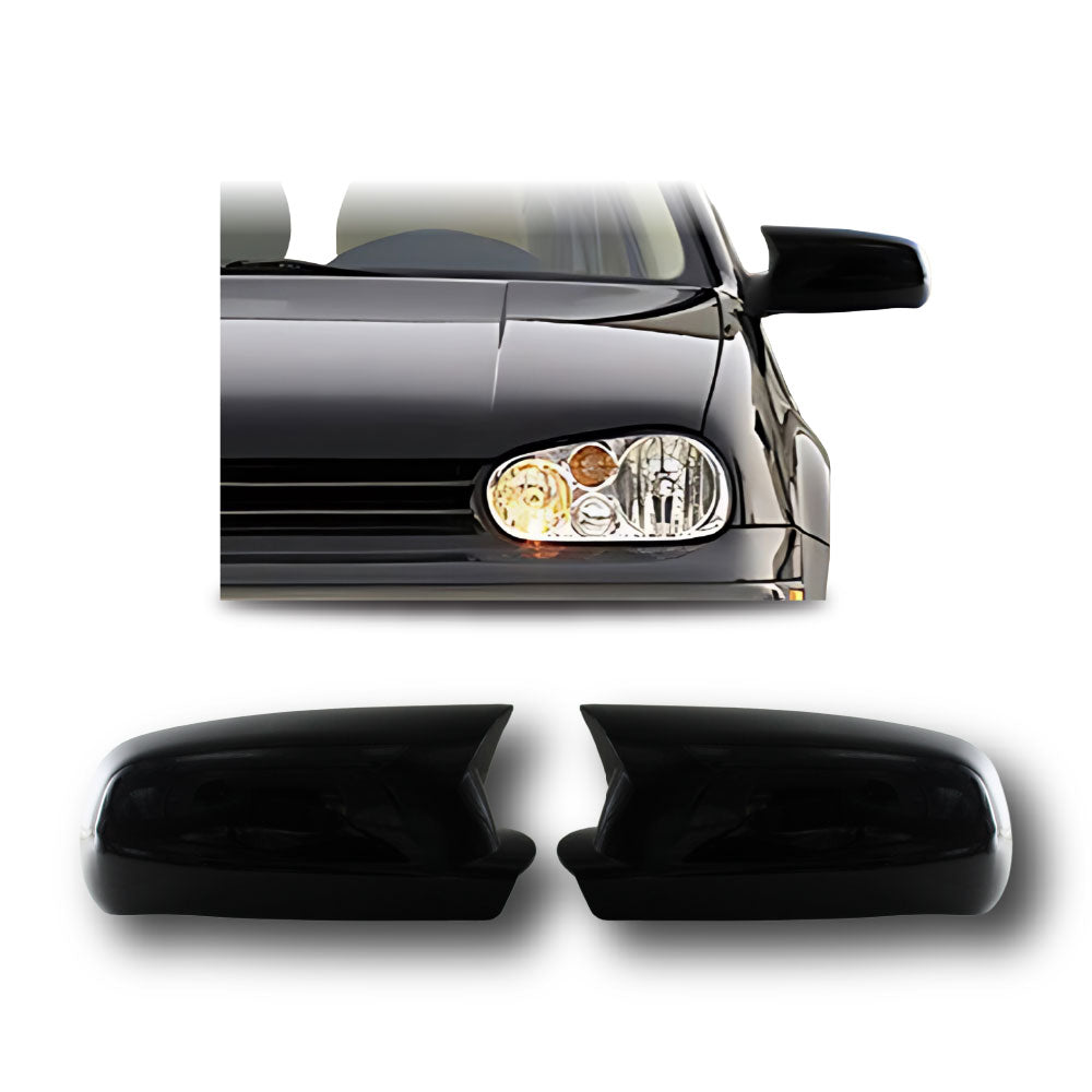 GOLF 4 M4 STYLE STICK ON MIRROR COVERS - GLOSS BLACK