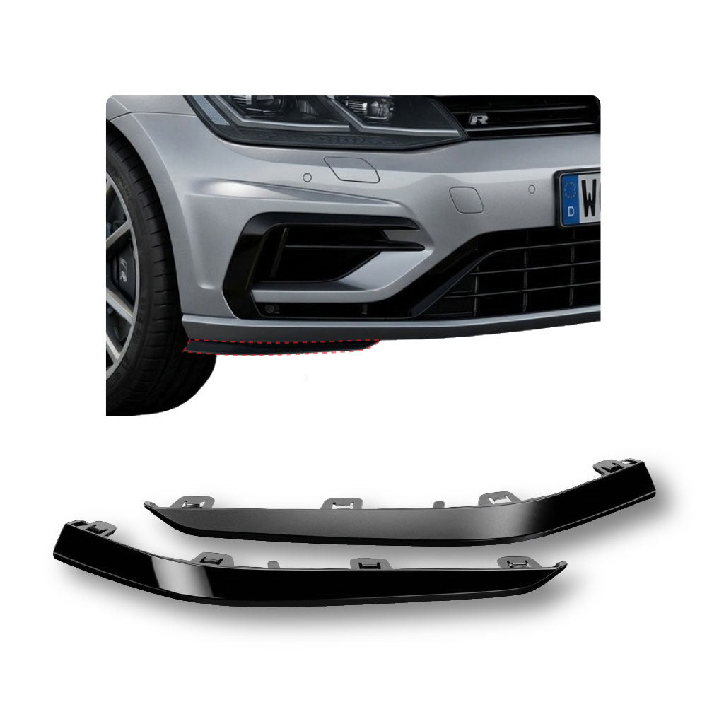 GOLF 7.5 R OE STYLE FRONT BUMPER SPLITTERS 2 PIECE - BLACK