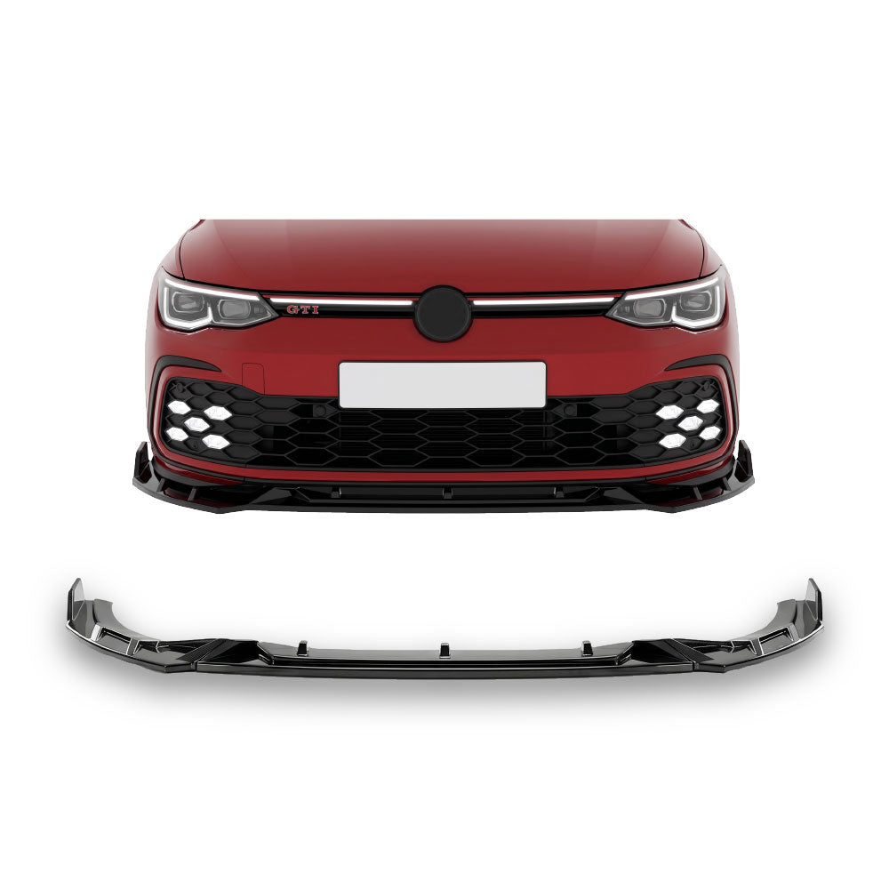 GOLF 8 GTI / R-LINE RAZOR FRONT LIP 3 PIECE - GLOSS BLACK