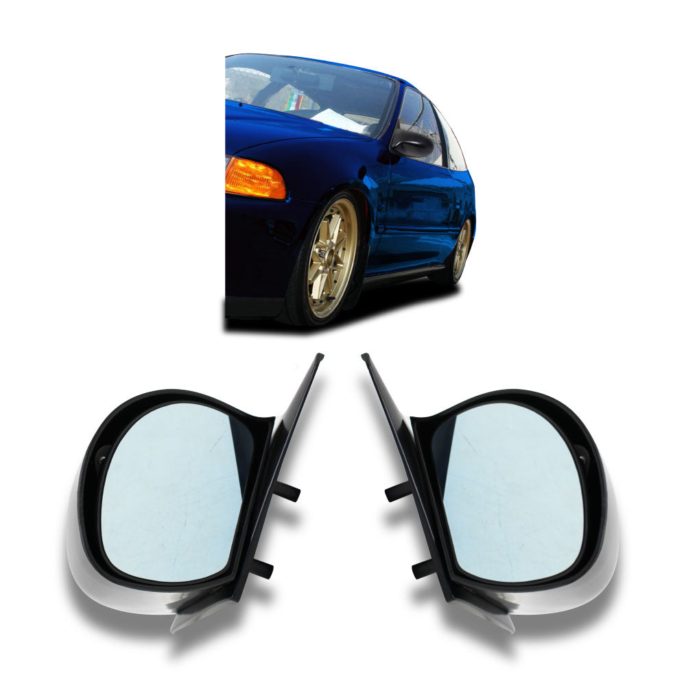 HONDA CIVIC 1992-1995 4 DOOR DTM MIRRORS TYPE A GLOSS BLACK