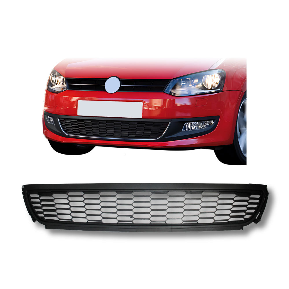 POLO 6R 2010+ HONEYCOMBE BUMPER CENTER GRILL - BLACK