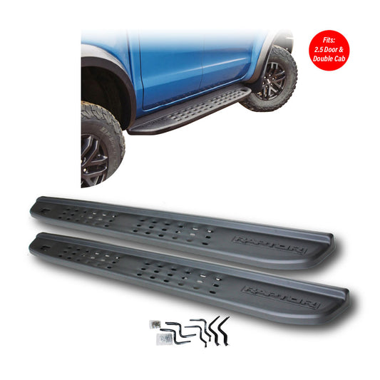 SUITABLE TO FIT RANGER 2012-2025 RAPTOR NEXT GEN STYLE RUNNING BOARDS BLACK