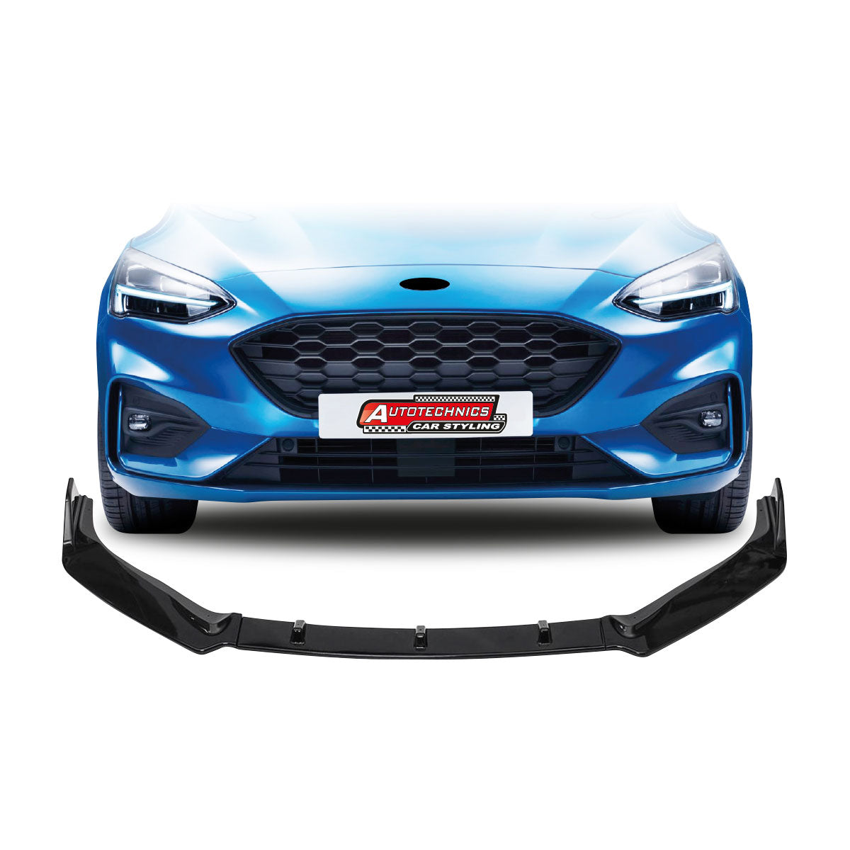 SUITABLE TO FIT FORD FOCUS 2019 FRONT LIP SPOILER GLOSS BLACK