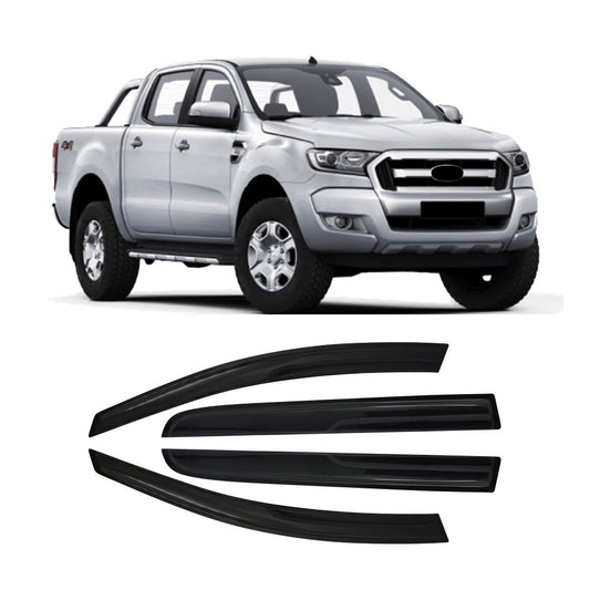 SUITABLE TO FIT RANGER 2012+ DOUBLE CAB T6 & T7 INJECTION BLACK WINDSHIELDS 4PC