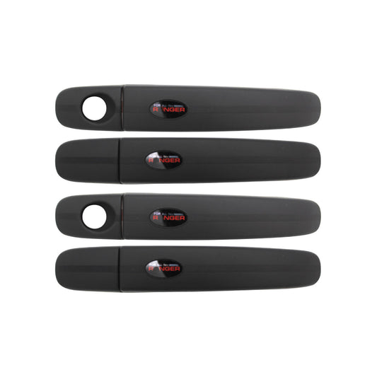 SUITABLE TO FIT RANGER BLACK WITH RED DOOR HANDLE COVERS
