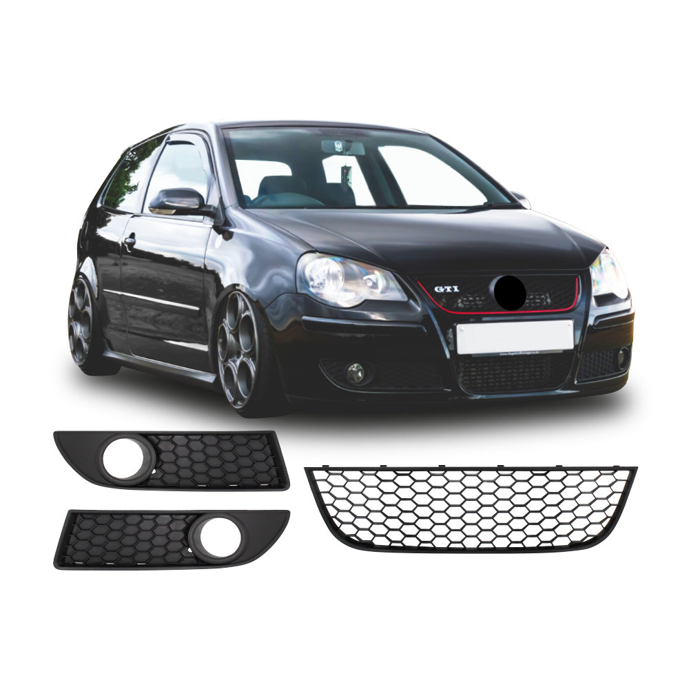POLO 2005-2009 MK3 HONEYCOMBE GTI STYLE BUMPER GRILL WITH FOG HOLDERS